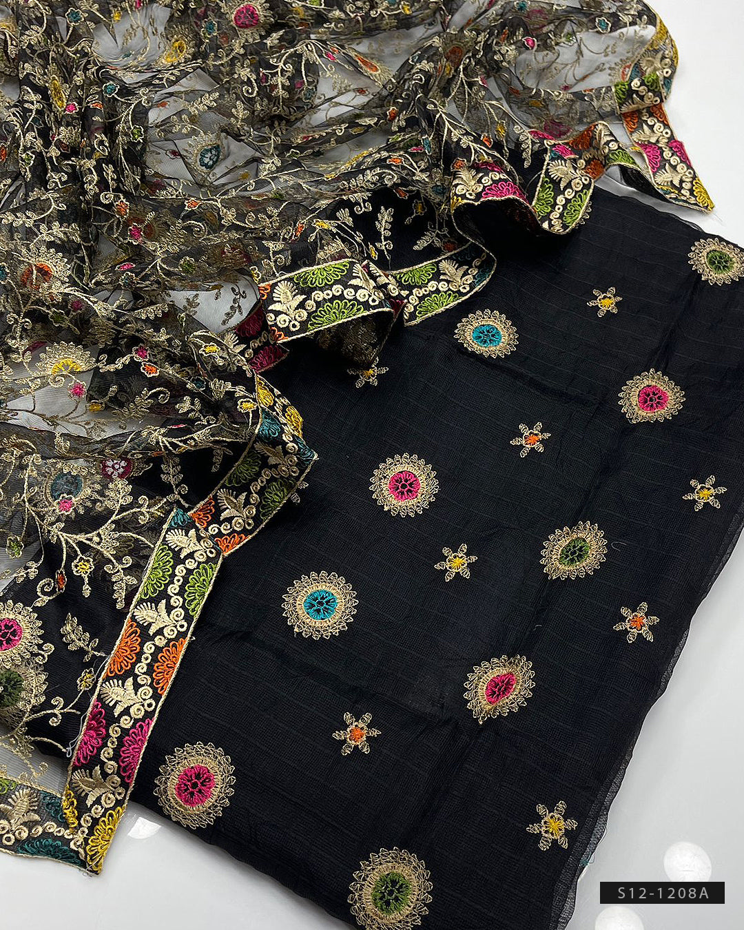 2 PC Unstitched Khadi Net Dress