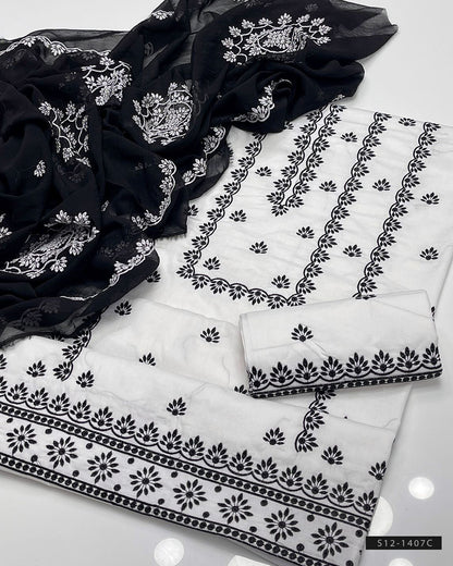 3 PC Unstitched Cotton Lawn Dress