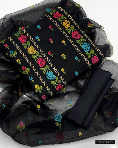 3 PC Unstitched Khadi Net Dress Collection