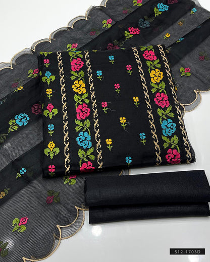 3 PC Unstitched Khadi Net Dress Collection