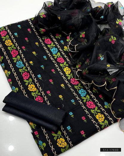 3 PC Unstitched Khadi Net Dress Collection