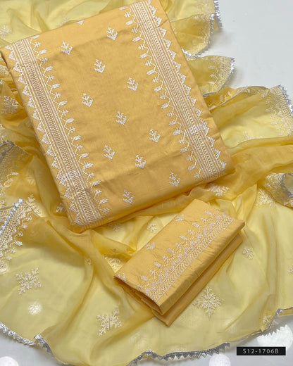 3 PC Unstitched Cotton Lawn Dress