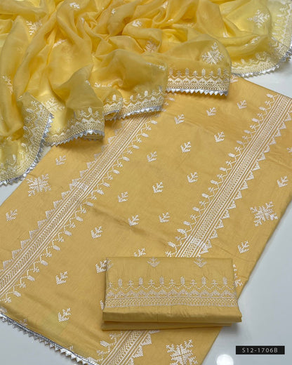 3 PC Unstitched Cotton Lawn Dress