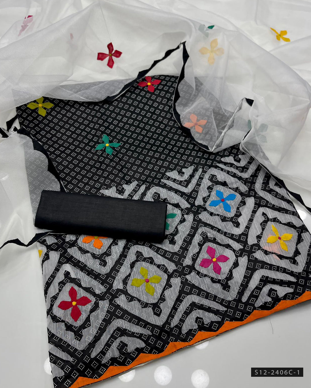 3 PC Unstitched Khadi Net Dress Collection