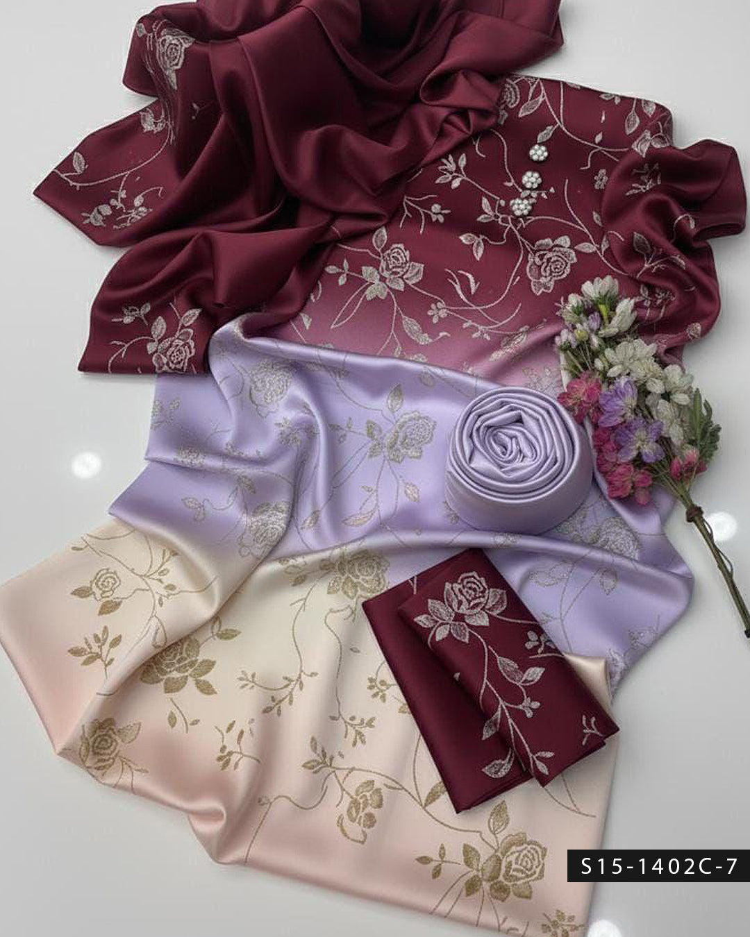 3PC Unstitched Shamoze Silk Digital Print Dress with Matching Dupatta