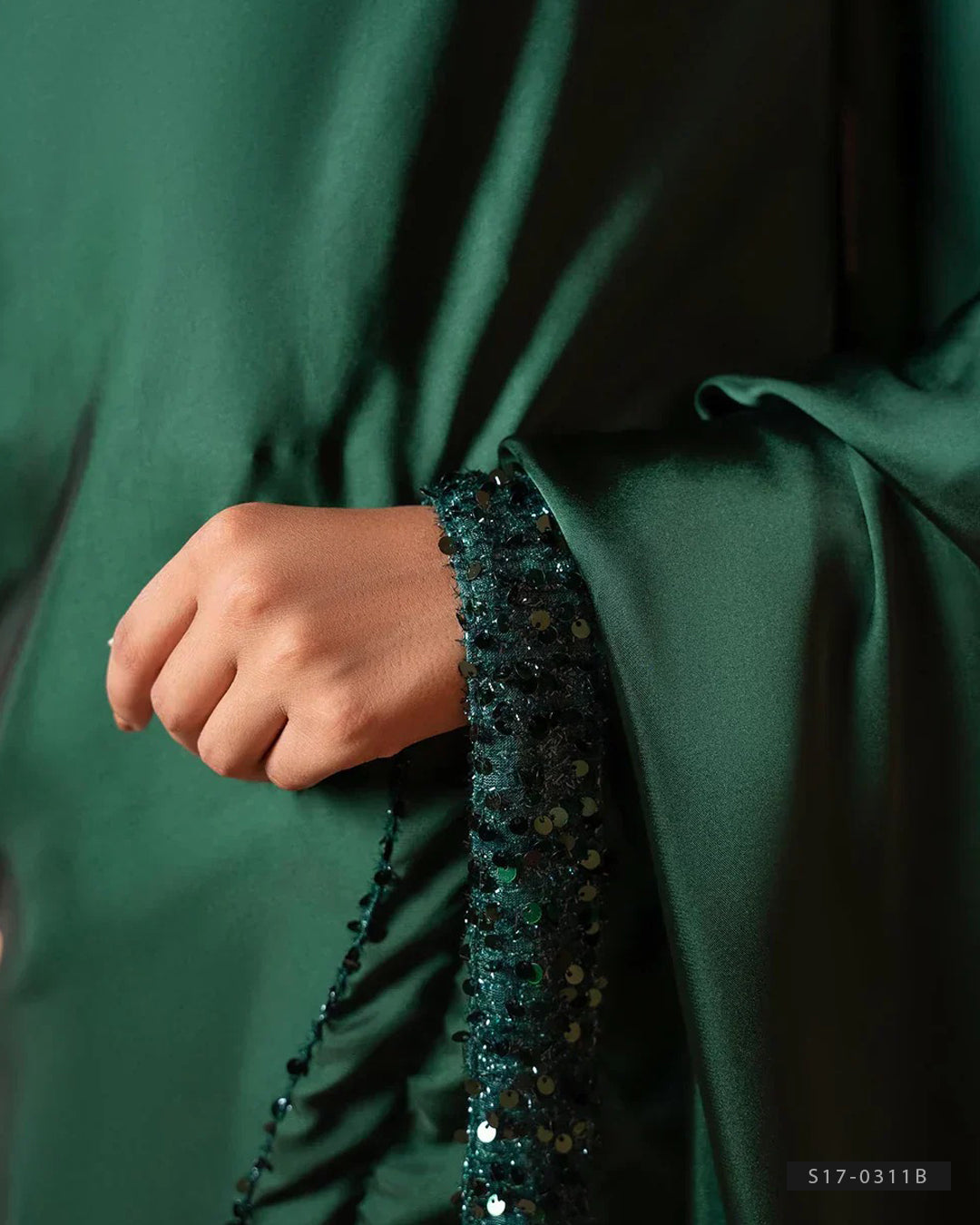 Bottle Green Party Wear Silk Saree with Elegant Sequin Work