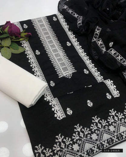 3 PC Unstitched Cotton Dress Collection
