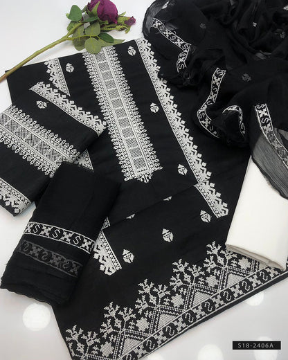 3 PC Unstitched Cotton Dress Collection