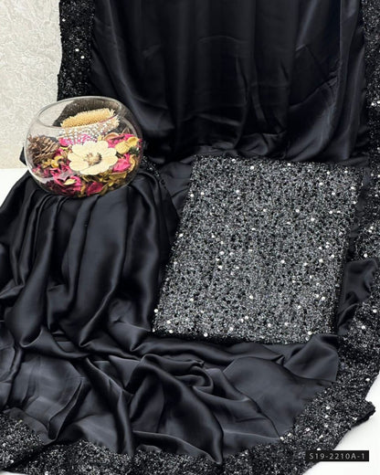 Unstitched Shamoze Silk Sequin Saree