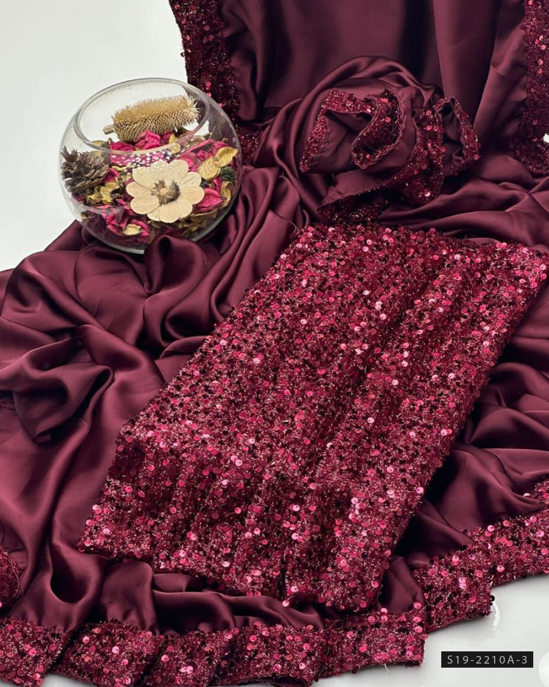 Unstitched Shamoze Silk Sequin Saree