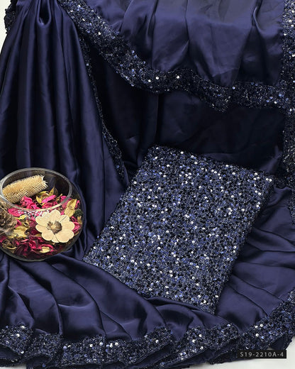 Unstitched Shamoze Silk Sequin Saree