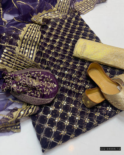 3 PC Unstitched Party Wear Dress Collection