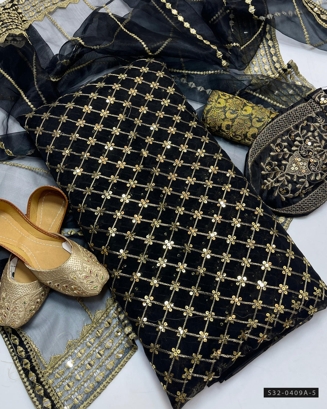 3 PC Unstitched Party Wear Dress Collection