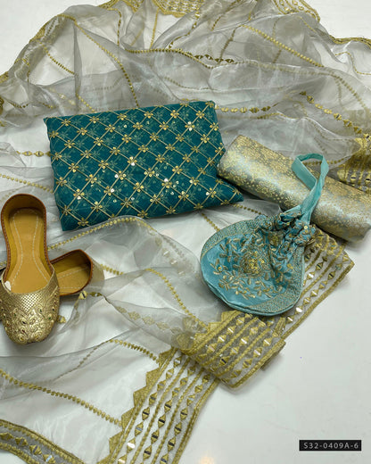 3 PC Unstitched Party Wear Dress Collection