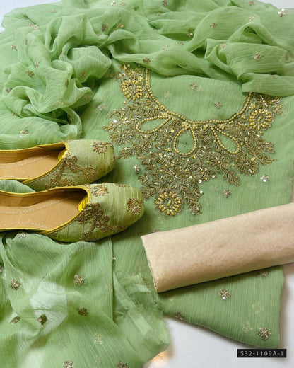 Handmade 3 PC Unstitched Formal Wear Dress Collection