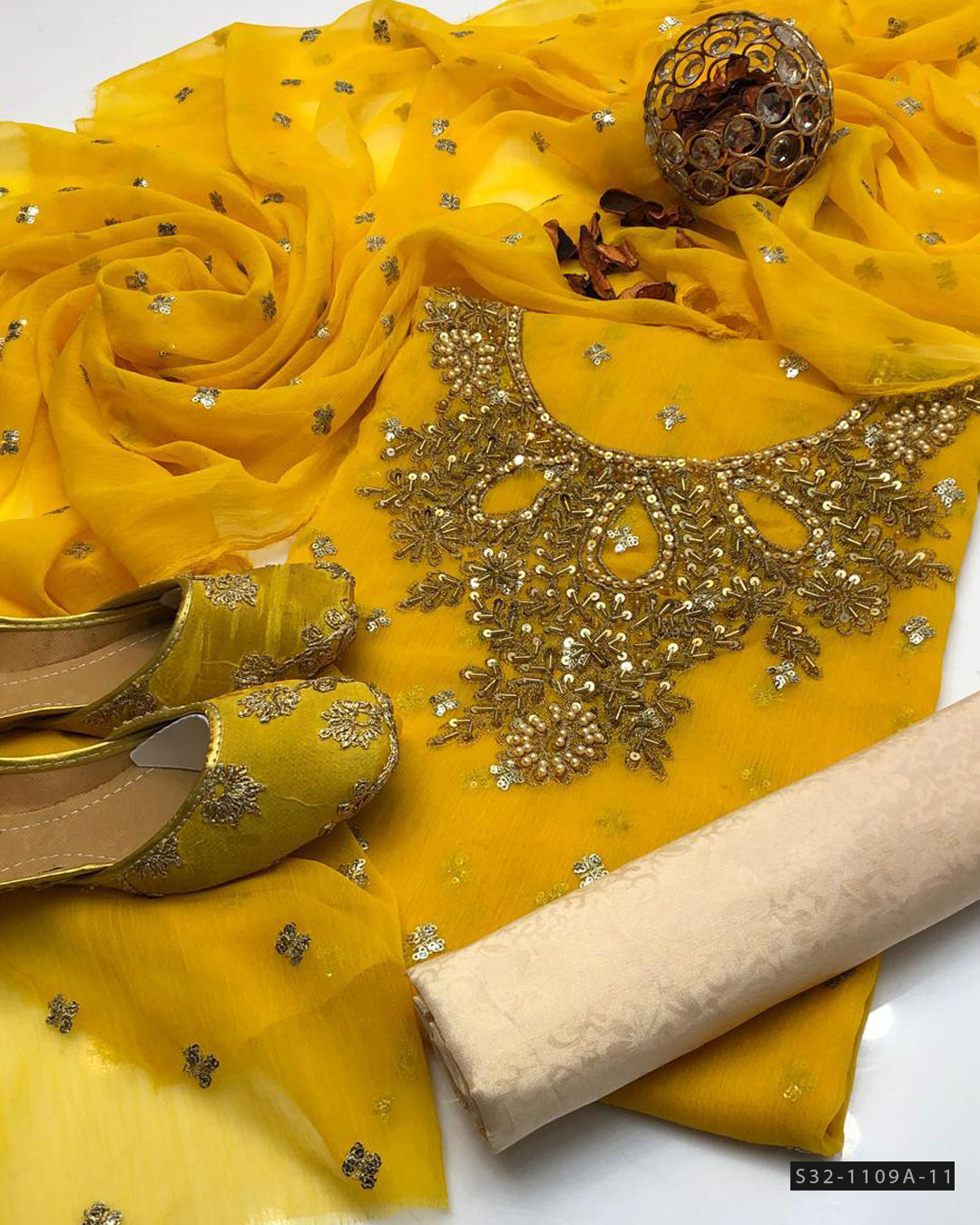 Handmade 3 PC Unstitched Formal Wear Dress Collection