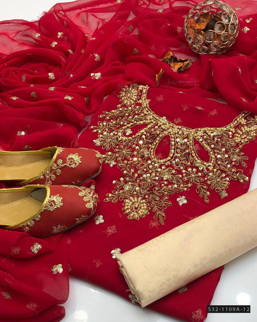 Handmade 3 PC Unstitched Formal Wear Dress Collection