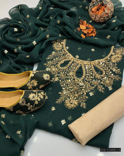 Handmade 3 PC Unstitched Formal Wear Dress Collection