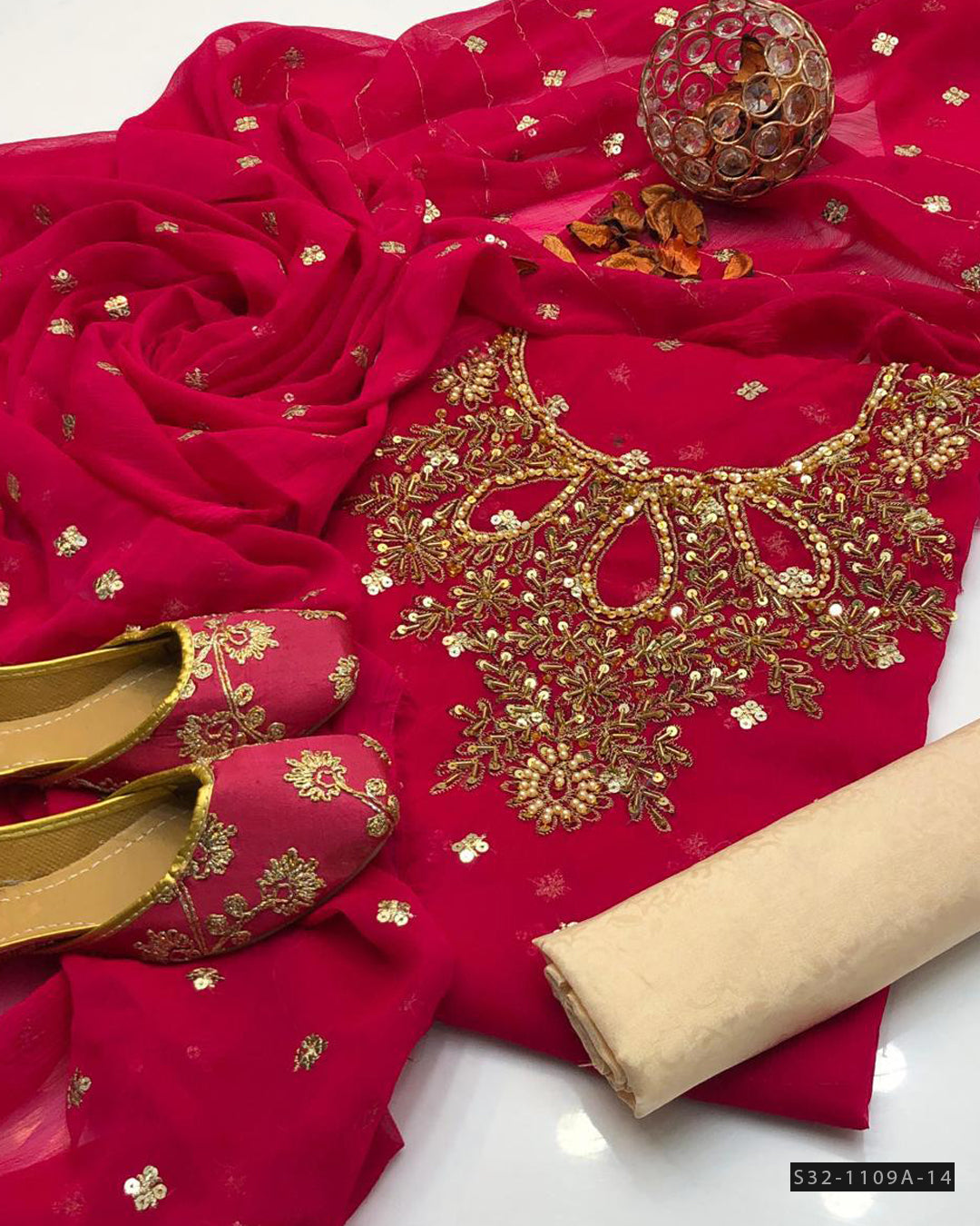 Handmade 3 PC Unstitched Formal Wear Dress Collection