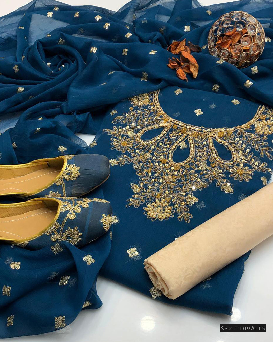 Handmade 3 PC Unstitched Formal Wear Dress Collection