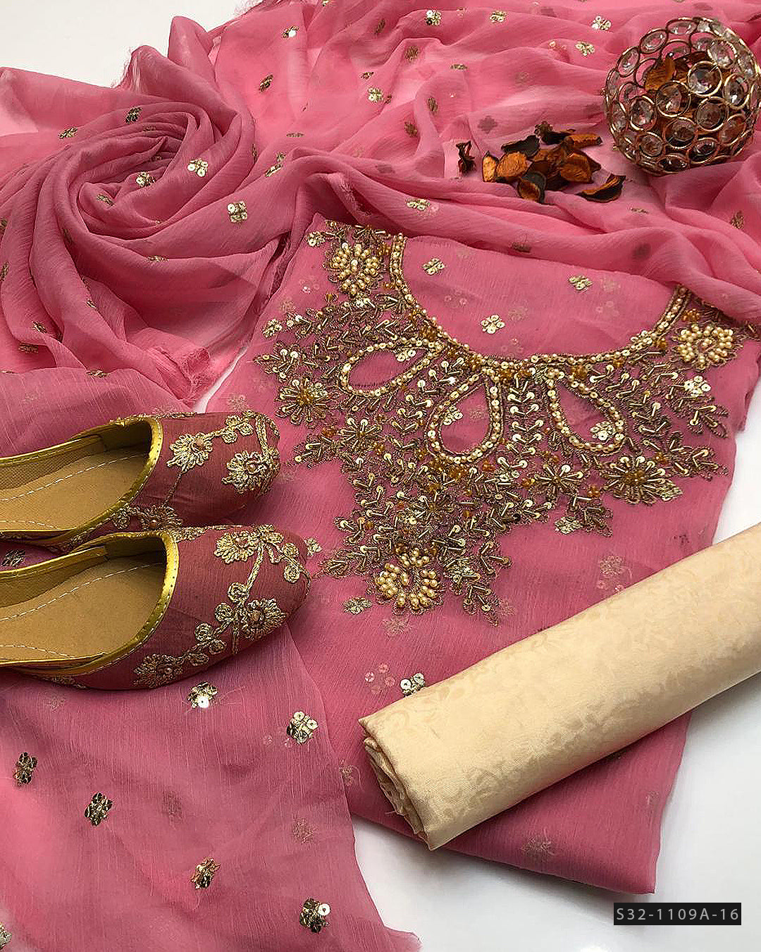 Handmade 3 PC Unstitched Formal Wear Dress Collection