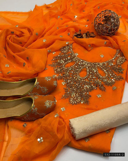 Handmade 3 PC Unstitched Formal Wear Dress Collection