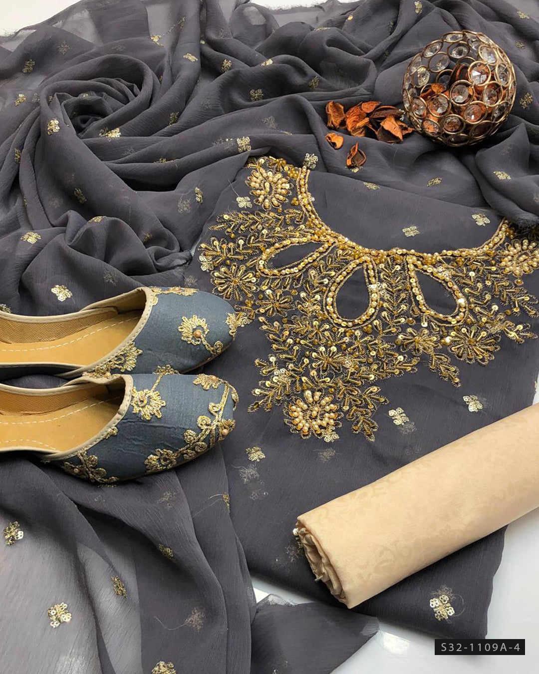 Handmade 3 PC Unstitched Formal Wear Dress Collection