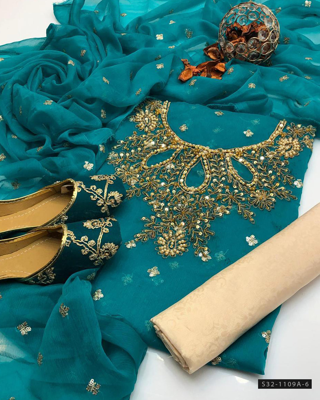 Handmade 3 PC Unstitched Formal Wear Dress Collection