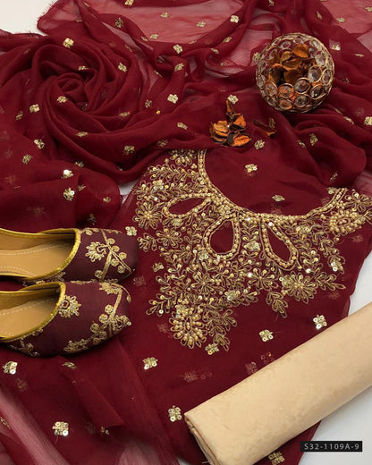 Handmade 3 PC Unstitched Formal Wear Dress Collection