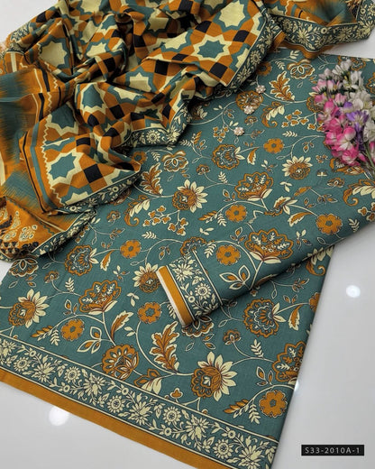 3 PC Unstitched Digital Print Khaddar Dress Collection