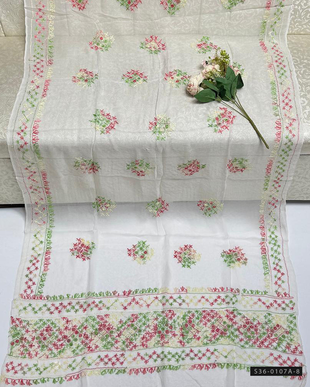 Handcrafted Chiffon Sheesha & Gulab Jaal Dupatta