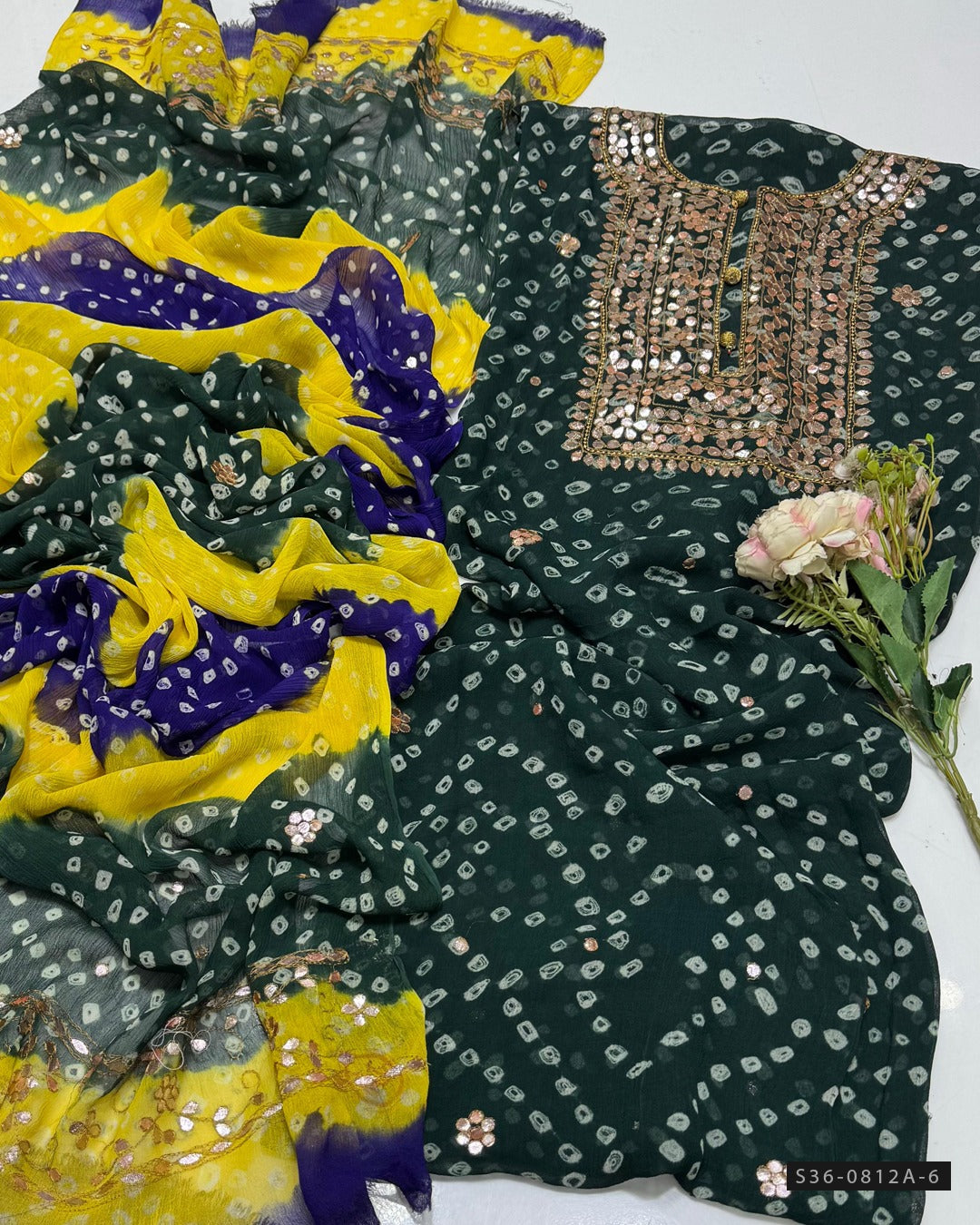 Handmade 2 PC Unstitched Crinkle Chiffon Dress