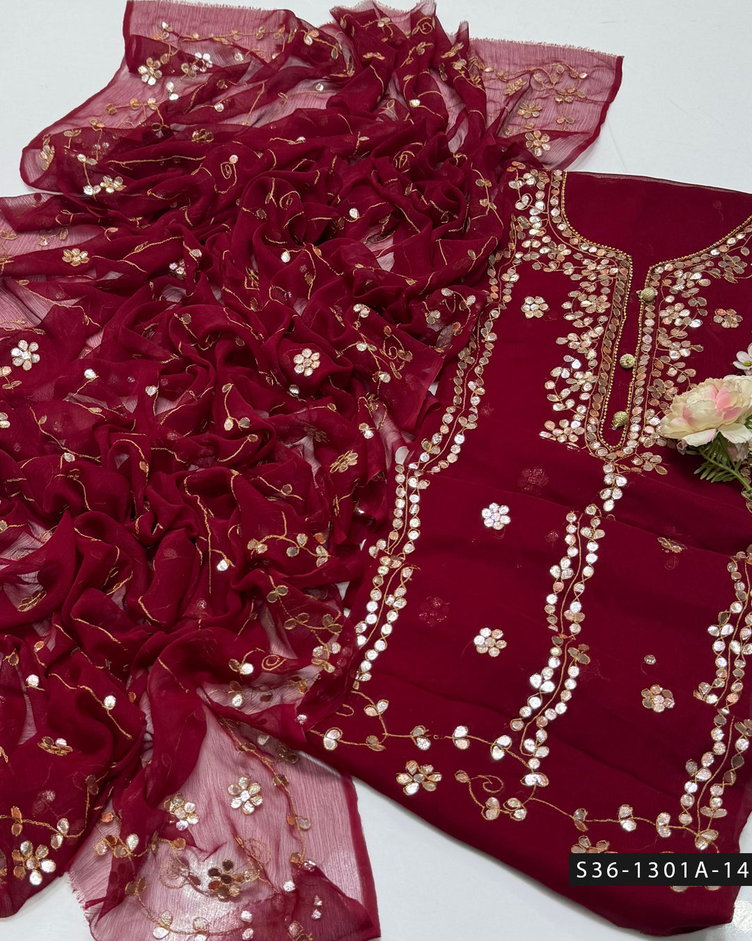 β¨ Handmade 2 PC Unstitched Crinkle Chiffon Dress Collection