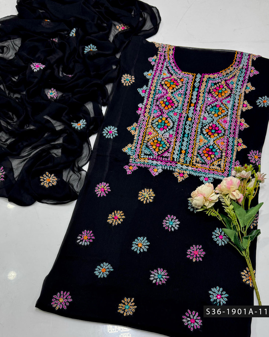 Handmade Balochi 2 PC Unstitched Chiffon Dress Collection