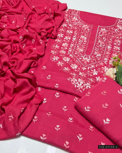 Handmade 3 PC Unstitched Linen Dress Collection