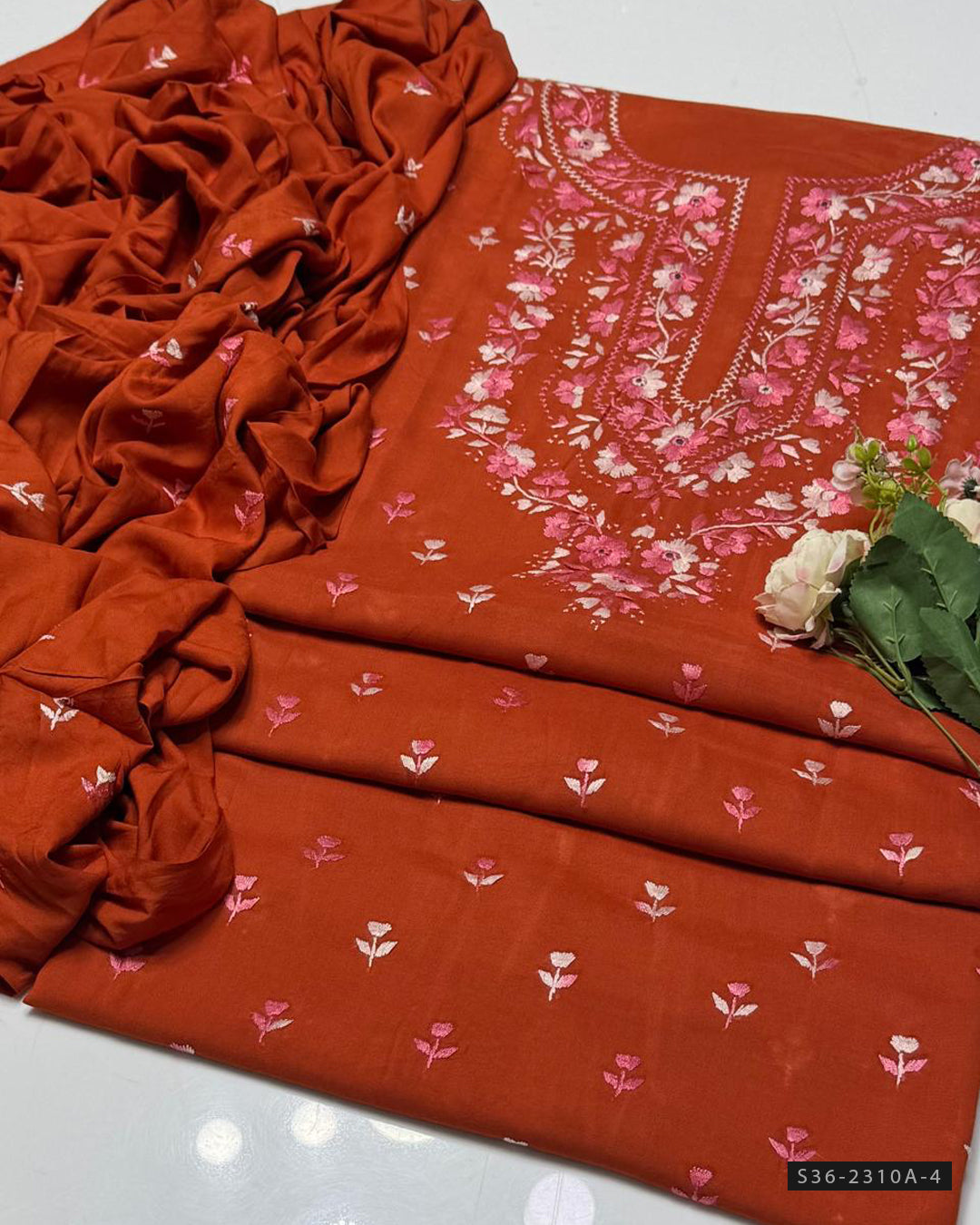 Handmade 3 PC Unstitched Linen Dress Collection