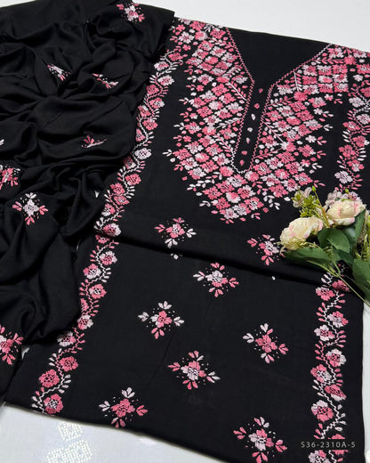 Handmade 3 PC Unstitched Linen Dress Collection