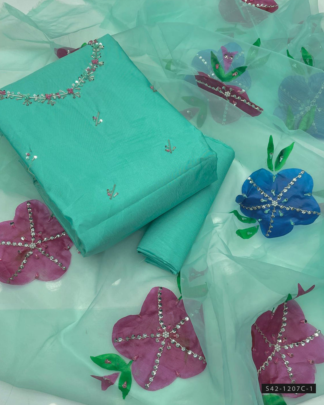 Handmade 3 PC Unstitched Party Wear Dress Collection