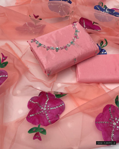 Handmade 3 PC Unstitched Party Wear Dress Collection