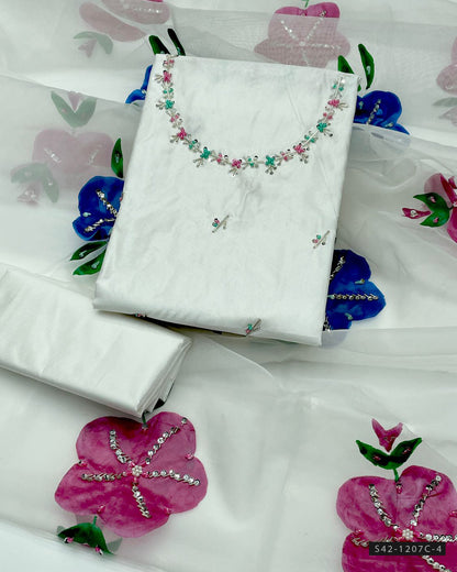 Handmade 3 PC Unstitched Party Wear Dress Collection