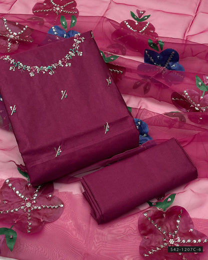 Handmade 3 PC Unstitched Party Wear Dress Collection