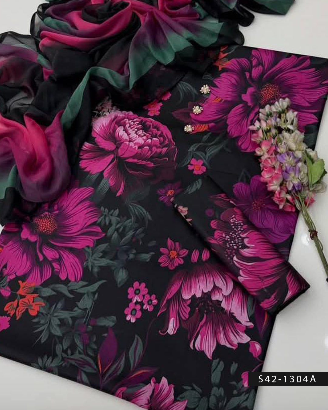 3PC Shamooz Silk Dress with Digital Print & Silk Dupatta