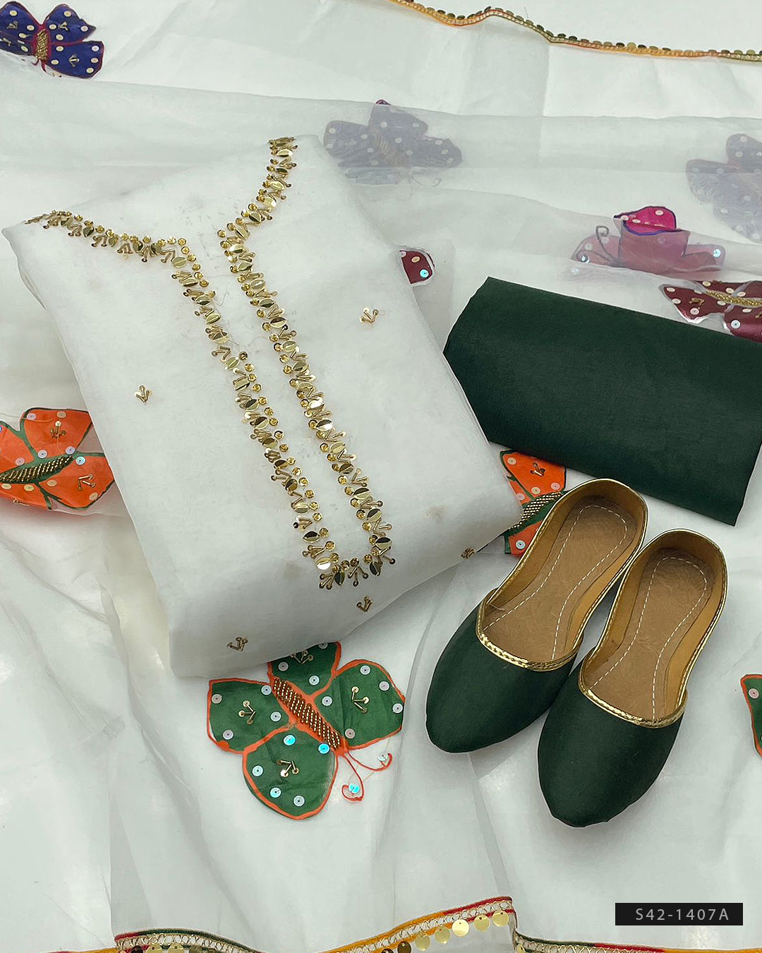 3 PC Unstitched Organza Dress