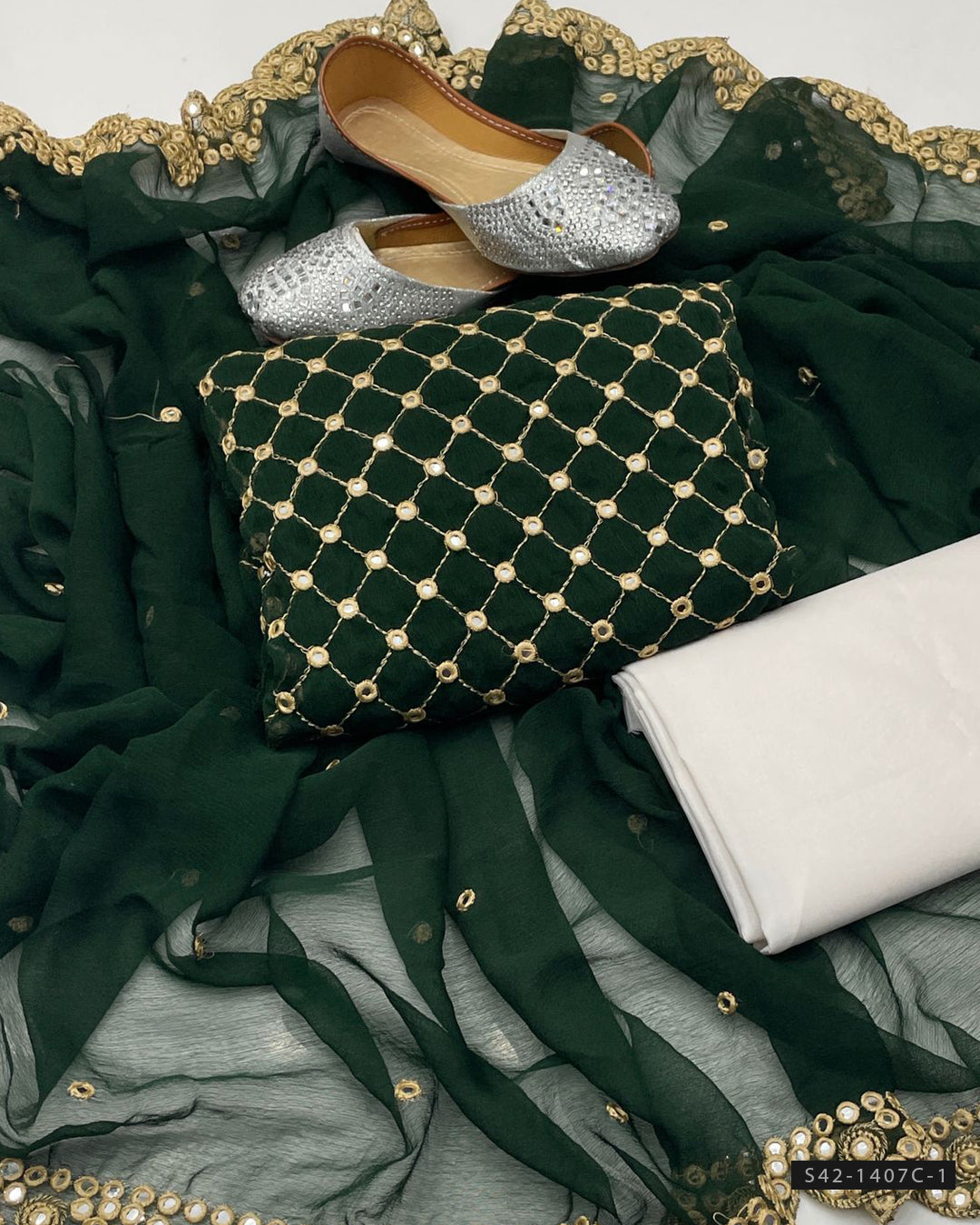 3 PC Unstitched Chiffon Dress