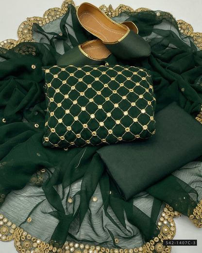 3 PC Unstitched Chiffon Dress