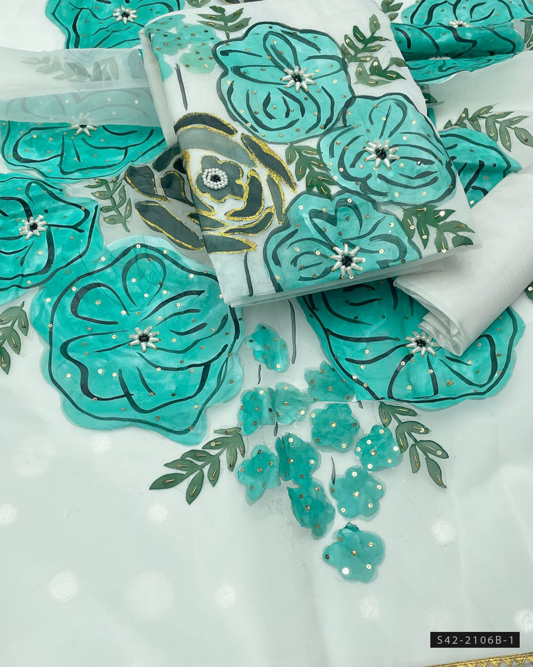 Handmade 3 PC Unstitched Fancy Dress Collection