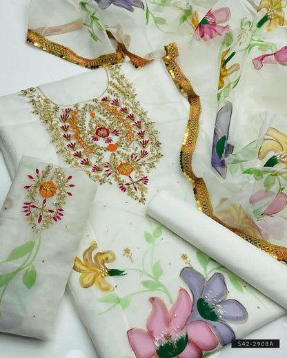 3 PC Unstitched Party Wear Dress Collection