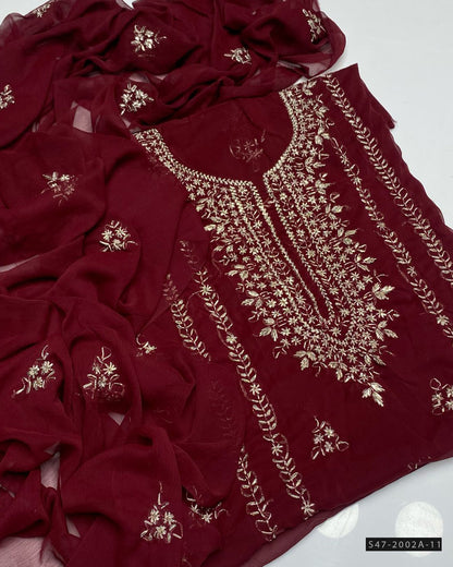 2 PC Unstitched Hand Embroidered Chiffon Collection