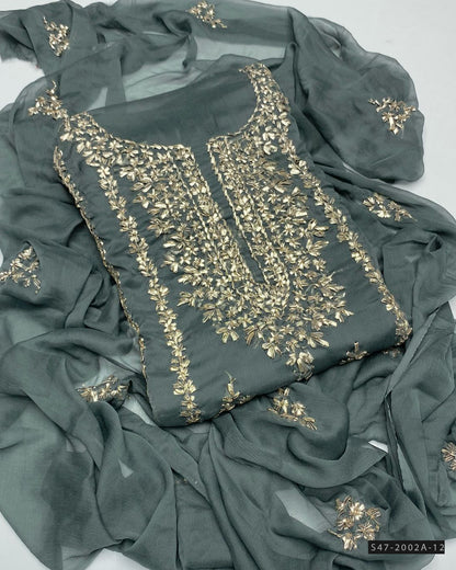 2 PC Unstitched Hand Embroidered Chiffon Collection