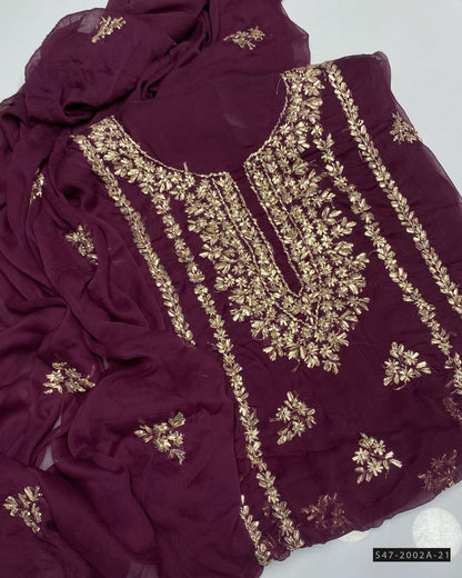 2 PC Unstitched Hand Embroidered Chiffon Collection